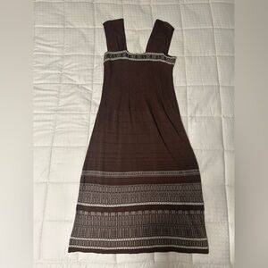Sleeveless Brown Patterned Midi Dress VINTAGE